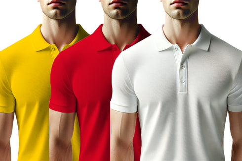 Aaramkhor Combo Gift Pack of 3 Polo Black Navy Blue Grey Tshirts for Men